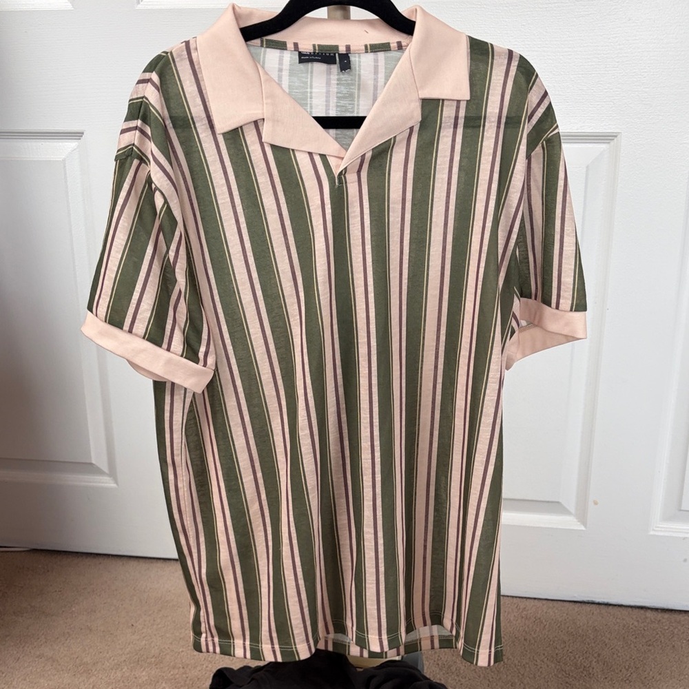 ASOS Green and Pink Striped Polo Shirt